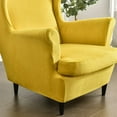thumbnail image 4 of TOPCHANCES Wingback Armchair Slipcovers, Stretch Velvet Wing Chair Cover (Turmeric), 4 of 6