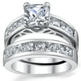 thumbnail image 2 of Bague de Fiançailles de Mariage pour Femmes 1 Carat en Zircon Cubique Radieux et Argent Sterling 925 Ensemble 7, 2 of 4