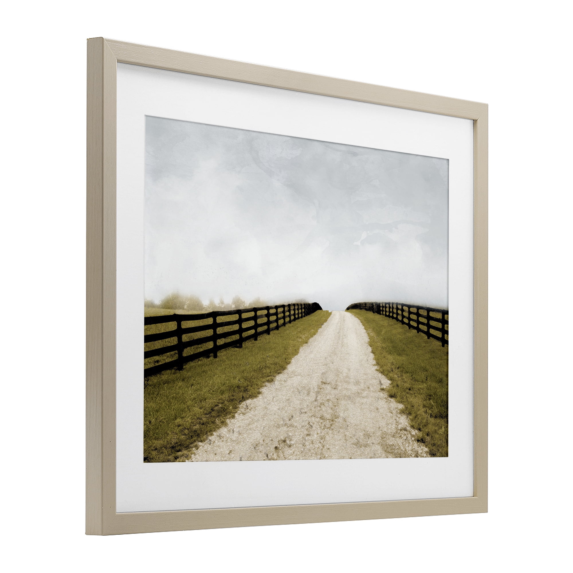 Stupell Industries Fenced Countryside Lane Birch Framed Print Under Glass, design by Ynon Mabat