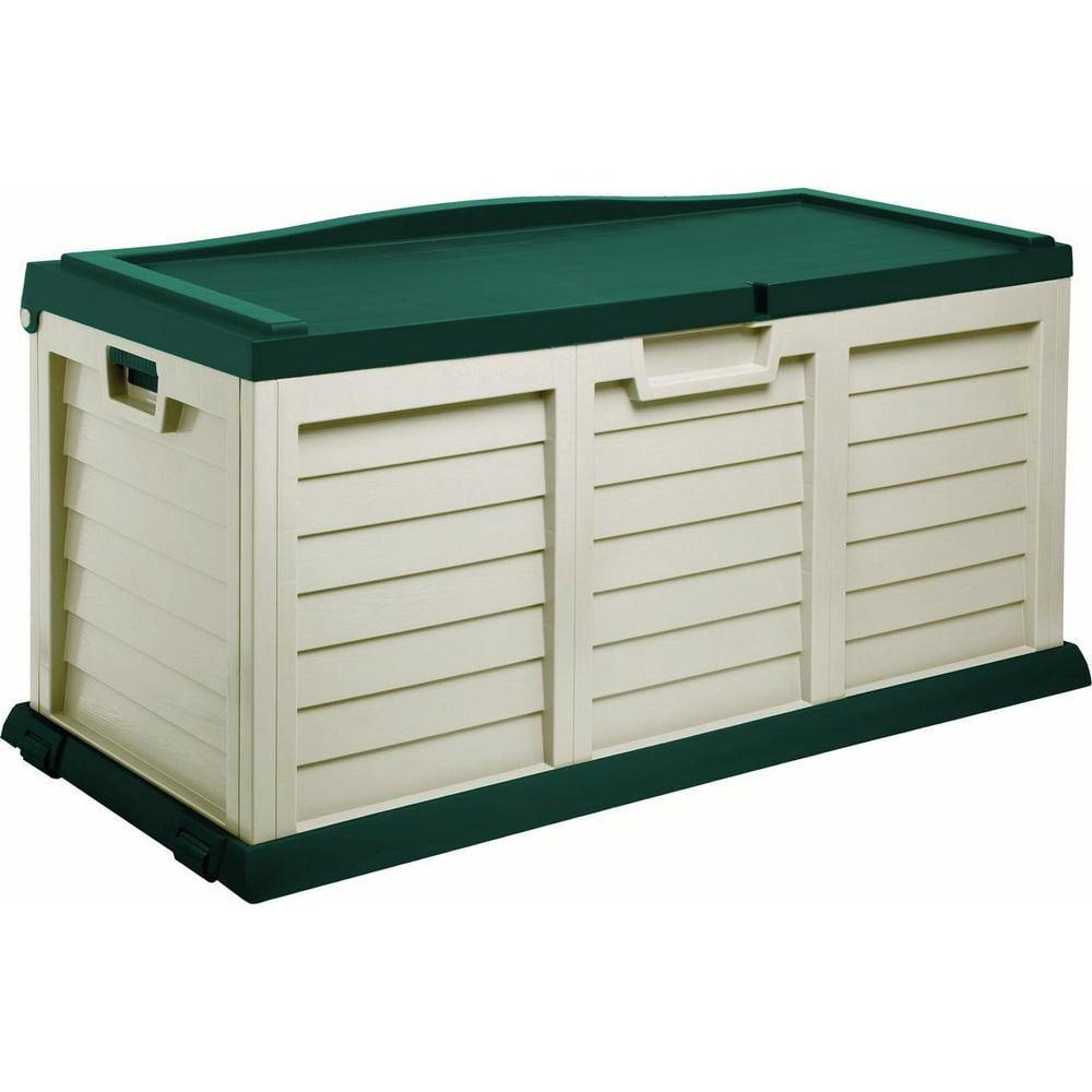 Starplast 103 Gallon Deck Box with SitOn Cover, Beige/Green Walmart
