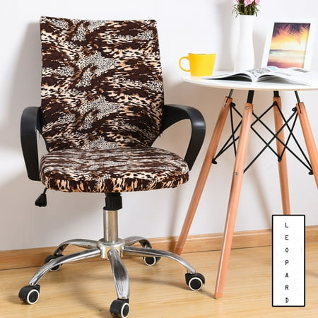 Rotate Chair Cover Home Office Computer Chair Cover Stretch Rotate Swivel Chair Cover Side Arm Chair Cover Washable Leopard L