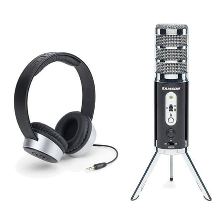 Samson Satellite Broadcast Microphone SR450 Closed Back Headphones Bundle