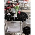 thumbnail image 4 of Outdoor Tablecloth with Umbrella Hole and Zipper, Christmas Black Round Table Cloth 54 Inch Waterproof Tablecloth, Winter Snowflakes Xmas Retro Picnic Table Cover for Patio Camping, 4 of 7