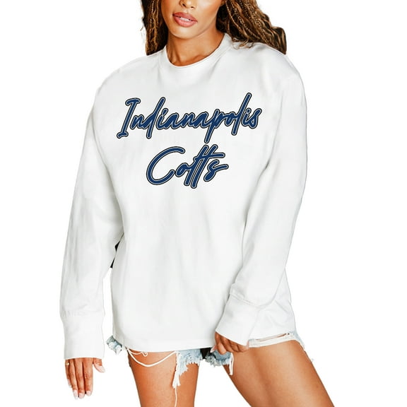 Women's Gameday Couture  White Indianapolis Colts Classic Comeback Oversized Long Sleeve T-Shirt