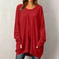 thumbnail image 2 of Nowekniz Women Crewneck Long Sleeve Tops, Lightweight Loose Sweatshirt Tunic Shirts with Pockets, Soft Casual Blouses Matching Leggings, Fashionable Fall Daily Wear Outfits, 2 of 5