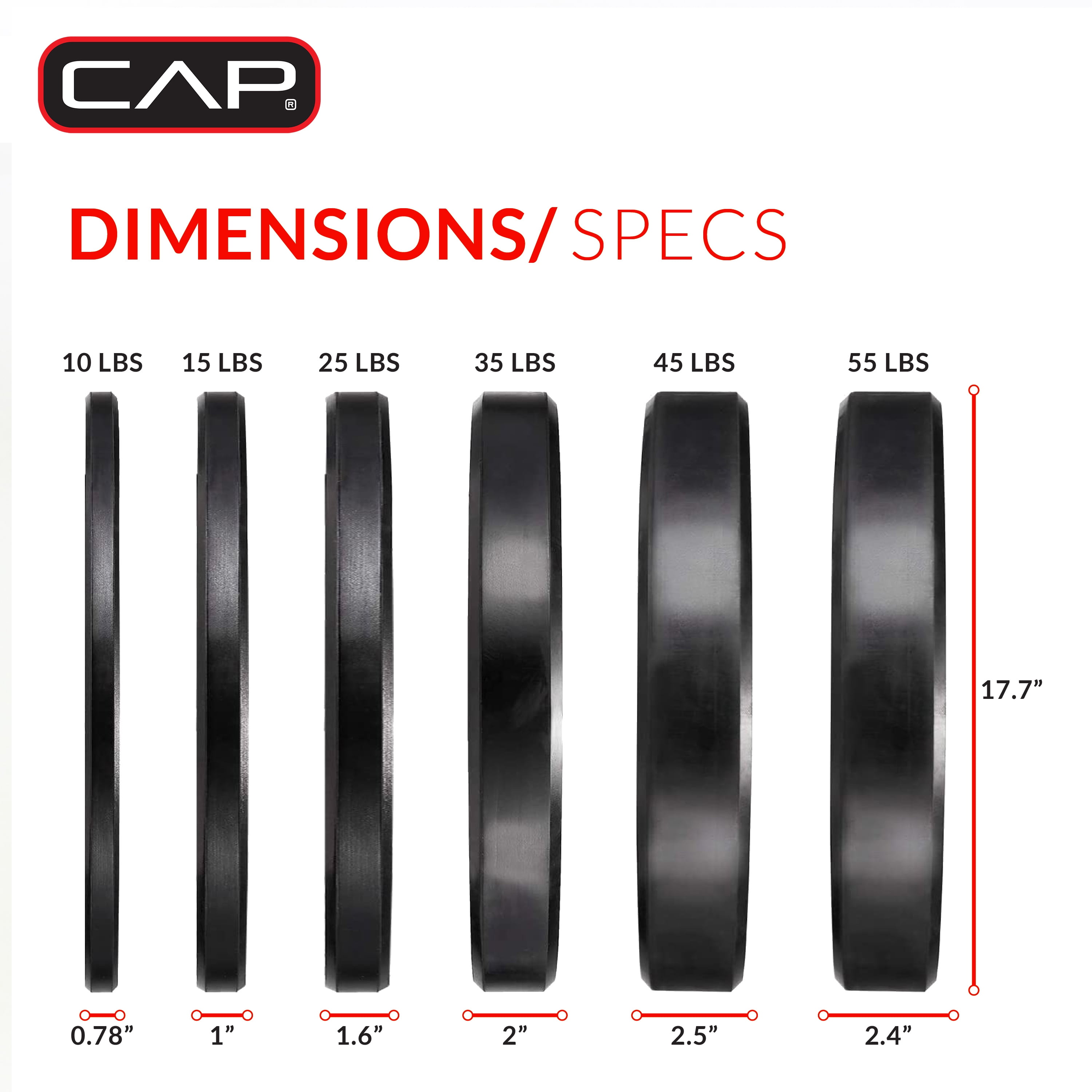 CAP 160lb Competition Bumper Weight Plate Set