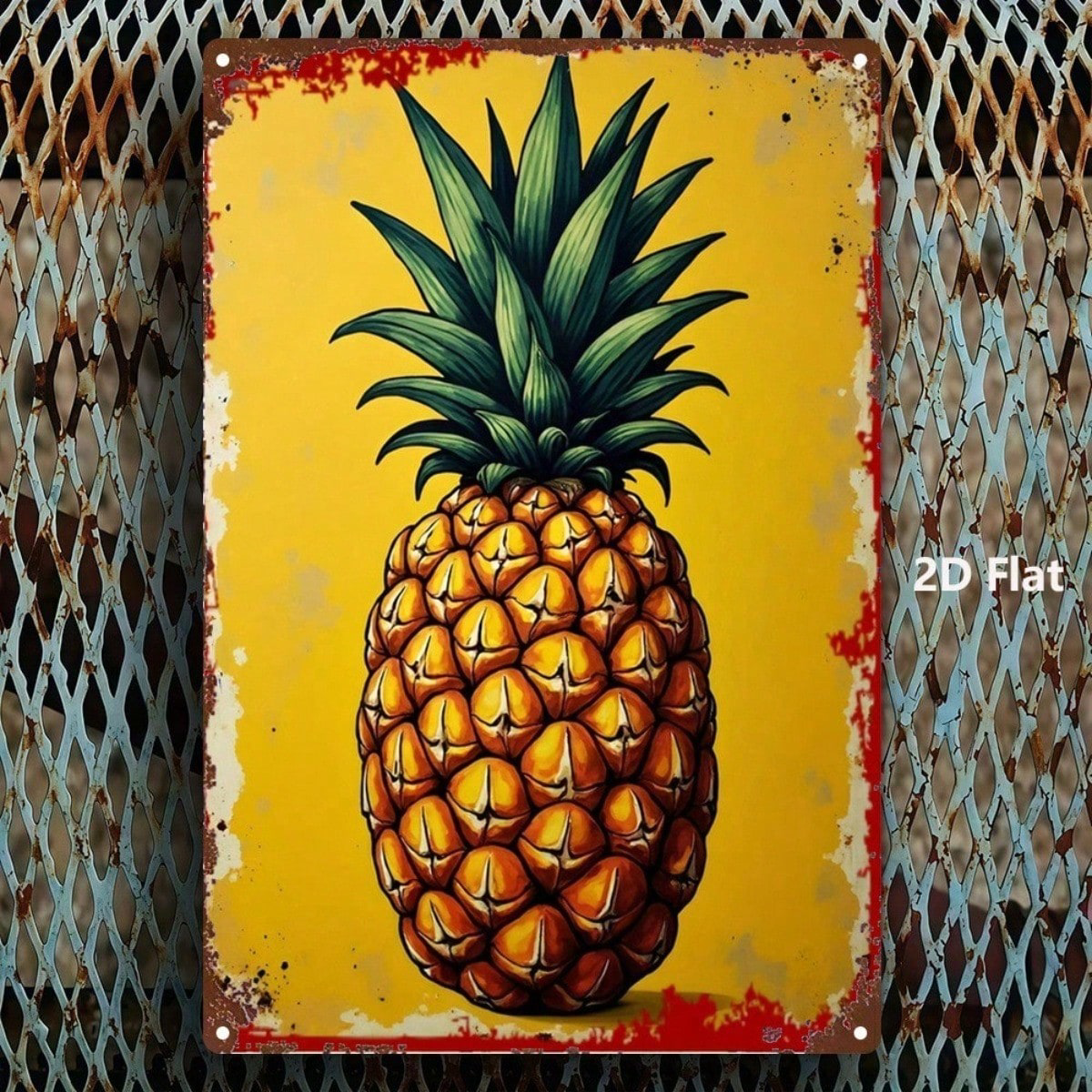 Vintage Pineapple Metal Sign 8x12 Inch, Rustic Waterproof" Wall Plaque, Sign For Living Room Game Room Kids