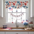 thumbnail image 3 of Independence Day Tie Up Valances Curtain, Adjustable Kitchen U. S. Flag Themed Love Heart Five-Pointed Stars Retro Valances for Windows Rod Pocket Short Curtains Set for Bedroom/Bathroom, 60"x18", 3 of 9