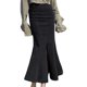 thumbnail image 1 of Falda mini vaquera de corte A y cintura alta para mujer: elástica, tallas S-XL, versátil para primavera/verano/otoño, lavable a máquina, 1 of 6