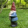 thumbnail image 3 of Hi-LIne - Funny Garden Gnome Holding Welcome Sign Statue, 3 of 6