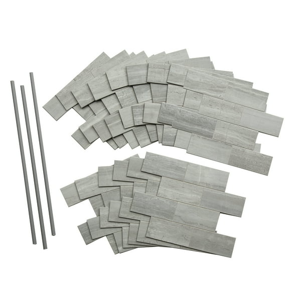 Aspect Collage 14.9in x 11.75in Peel and Stick Backsplash in Gray Subway 15 Sq Ft Kit