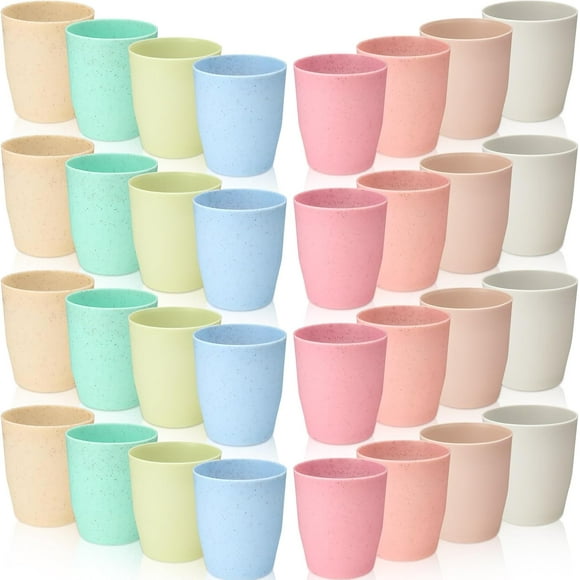 80 Pcs Wheat Straw Reusable Cups 10 oz Unbreakable Plastic Drinking Cup Dishwasher Safe Cup Tumblers Chip Resistant Tumbler for Camping Dishwasher Kitchen(10 Colors)