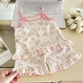 thumbnail image 2 of KPOPLK Girls Tank Top Pajamas Summer Baby Girls Cotton Shorts PJS Set Infant Clothes for Tween/Teens Pink Size 18-24 Months, 2 of 4