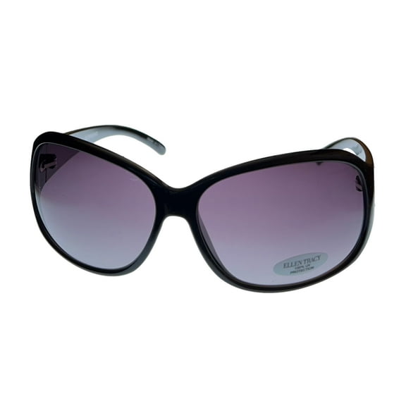 Ellen Tracy Womens Black Plastic Rectangle Sunglass, Smoke Lens 534 2