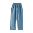 thumbnail image 4 of Itsame Womens Loose Long Pants Pocket Relaxed High Waisted Wide Leg Sweatpants Blue Size 3XL, 4 of 4