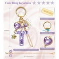 thumbnail image 2 of PTSPLLMY Bling Cute Keychain Initial Letter Gift for Women Girls Pink Purple Key Chain Cup Bag Charms Accessories, 2 of 6