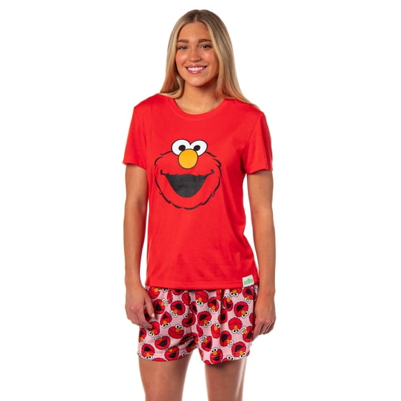 Sesame Street Women's Face Tossed Print Sleep Pajama Set Shorts