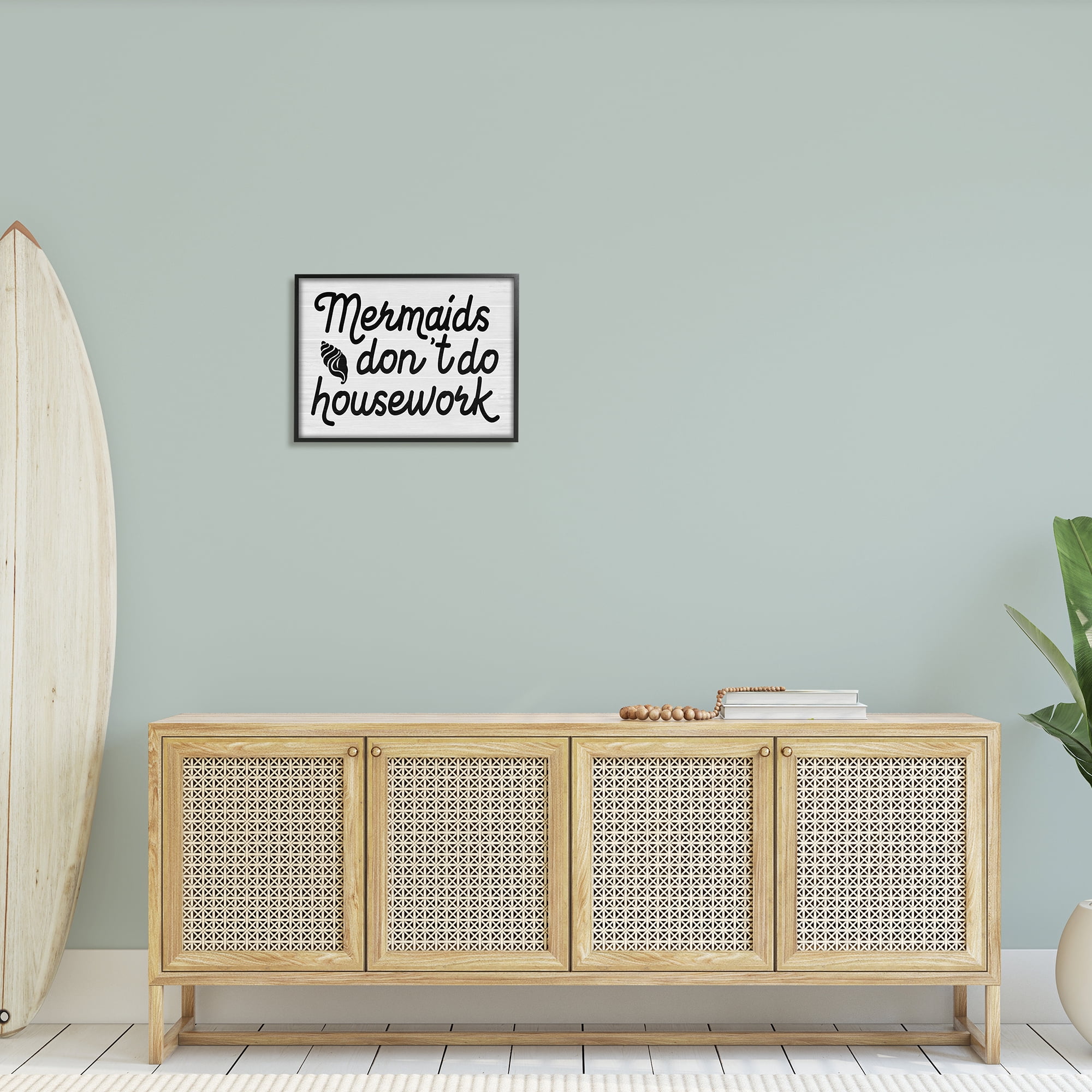 Stupell Industries Mermaids Don't Do Housework Funny Nautical Phrase, 20 x 16,Design by Daphne Polselli