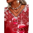 thumbnail image 4 of DYMADE Women Plus Size Christmas Long Sleeve Printed V-neck Zipper Fashion T-shirt, 4 of 4