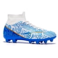 thumbnail image 3 of Zapatos de fútbol Favdeol Kids High Top Training, azules y blancos, 3 of 6