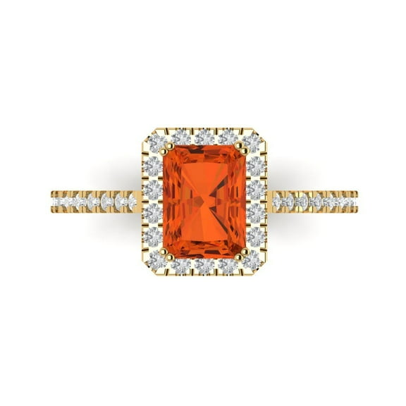 Solitaire with Accents Engagement Ring for Women - 1.86ct Simulated Red Diamond in 14K Yellow Gold Promise Ring