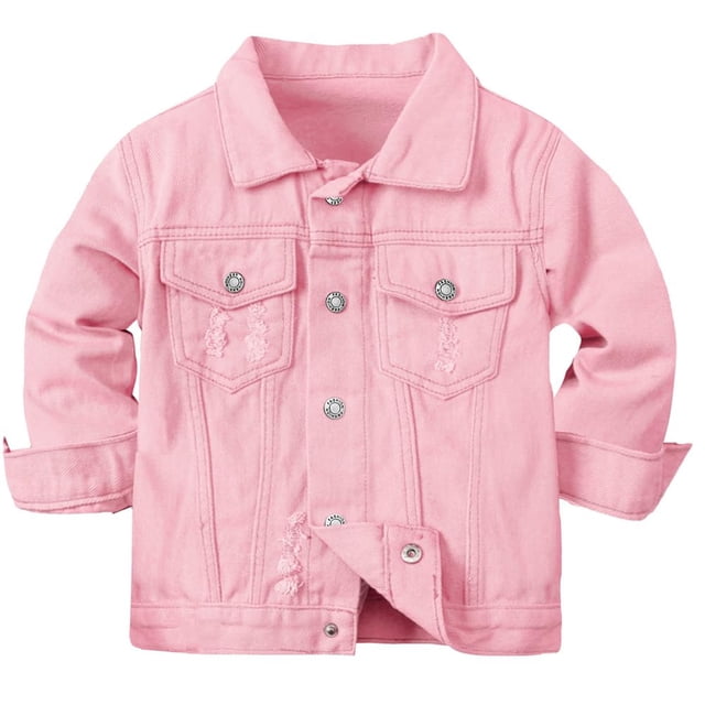 Chaqueta vaquera Cromoncent para niños y niñas con botones, rosa 12-13Y