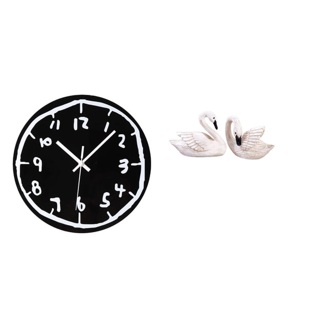 Reloj de pared,Reloj de pared silencioso y decorativo que no hace tictac,estatua de resina de cisne,Figuras de cisne,estatuas,decoración del hogar,fiesta de bodas,Escultura de resina Arte