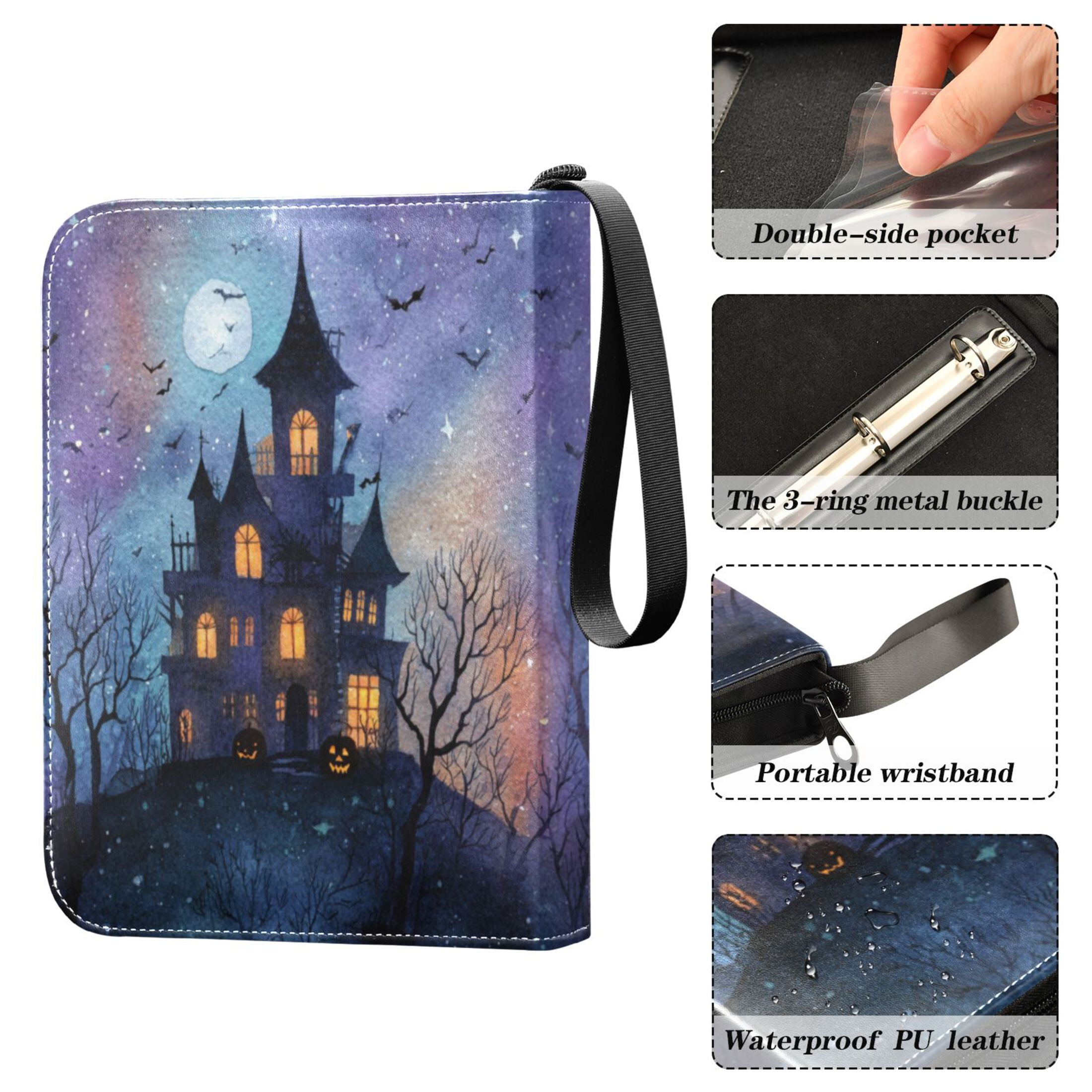 Game Card Storage Bag Collectible Trading Card Albums The 4-Pocket Card Binder With 50-Page Sleeve Can Hold 400 Game Cards Beautiful Halloween Castle