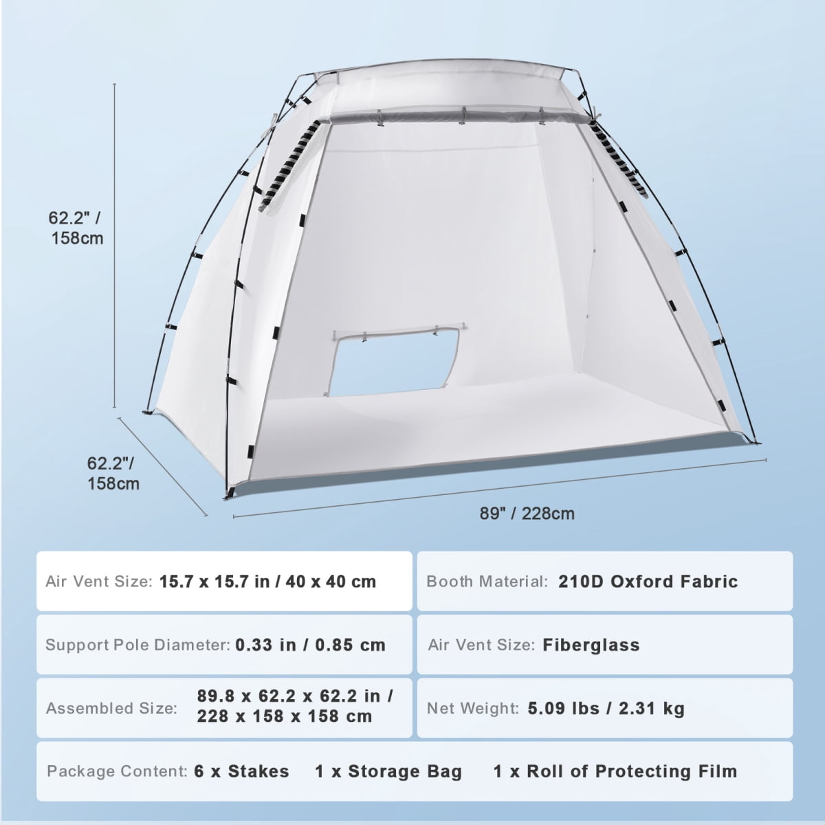 Portable Paint Booth Larger Spray Paint Tent with Built-in Floor Mesh Screen Painting Tent Station for Furniture