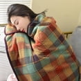 thumbnail image 5 of Multiway Plaid Poncho Shawl Wrap for Women Fleece Wearable Blanket Ultra Soft Sherpa Flannel Cape Checkered Fluffy Fleece Pajama Winter Warm Sleepwear, 5 of 7