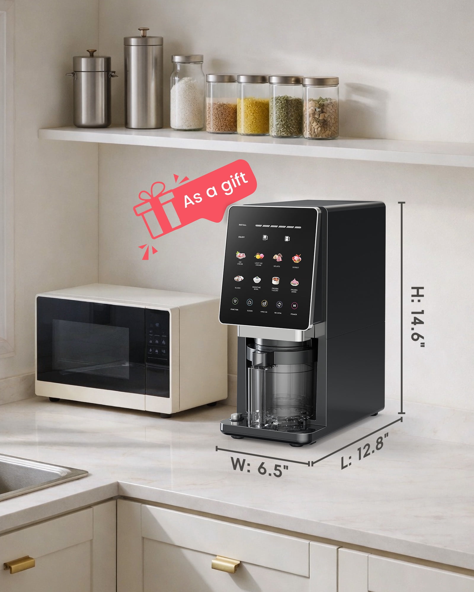 Alcarin Homemade Ice Cream Maker Machine with 3 Pints, 10 Preset Programs, Respin & Mix-In for Gelato, Sorbet, Frozen Yogurt & Slushies