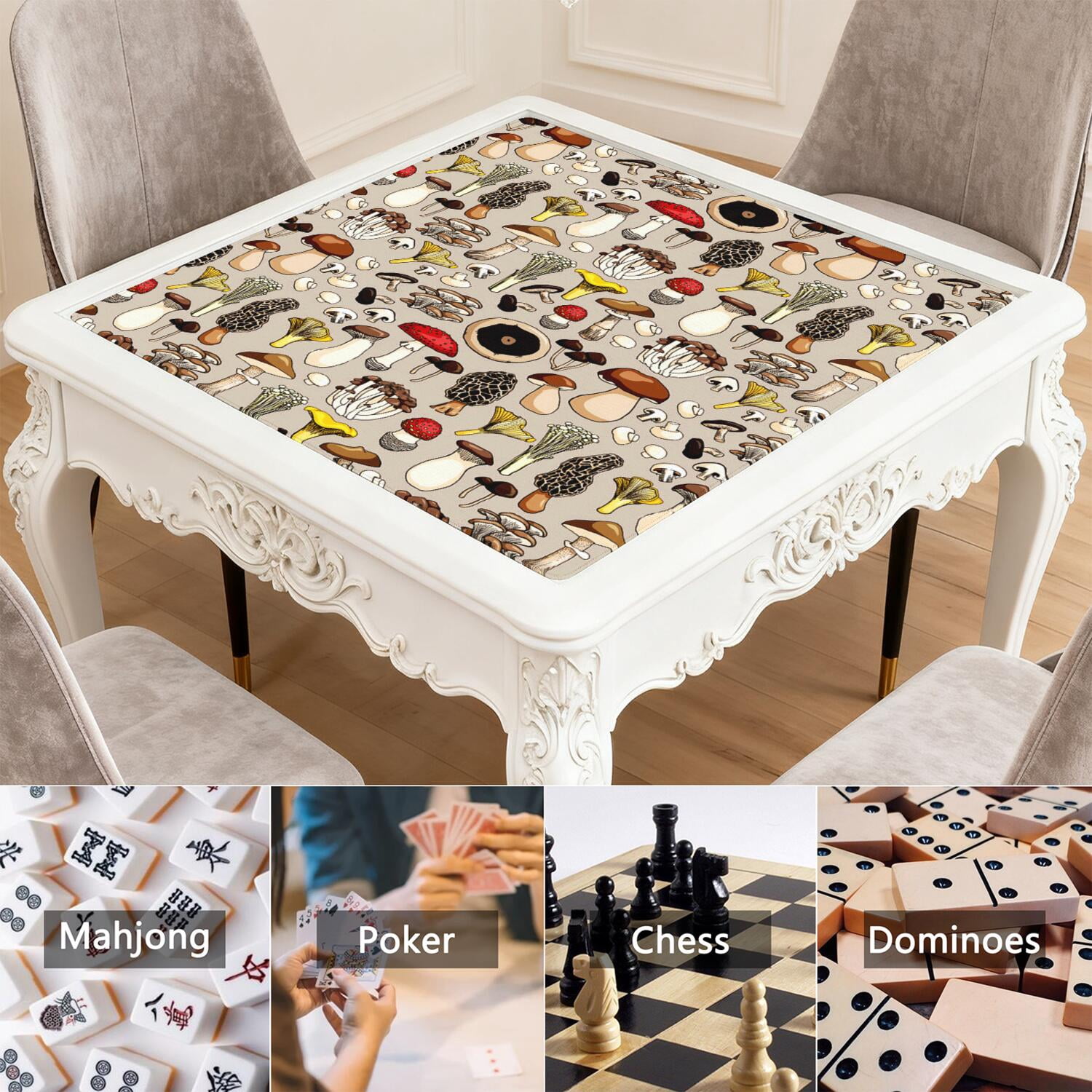 31.5 Inch Plants Inspired Table Mat Constructed from Rubber with Anti-Slip Properties and Noise Reducing Qualities for Mahjong Card Games Board Games Family Gatherings