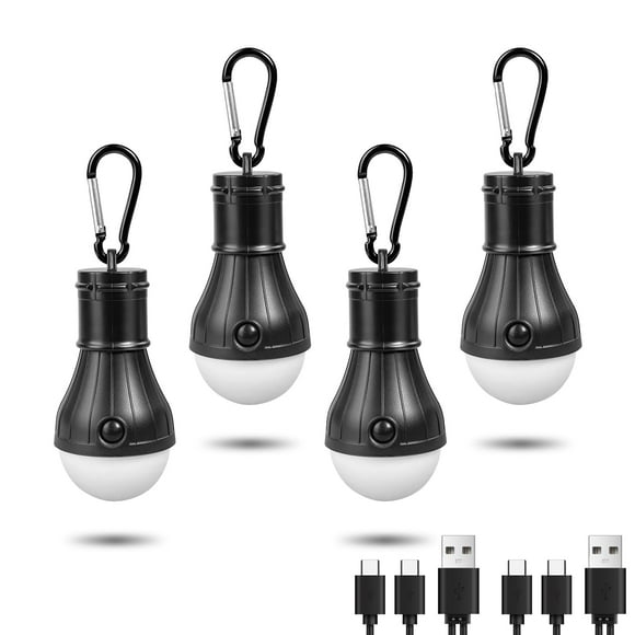 Linterna de Camping Jarxin LED USB Recargable Paquete de 4 Unidades Negra