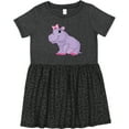 thumbnail image 3 of Inktastic Cute Purple Hippo Girls Toddler Dress, 3 of 5