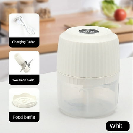 

Mini Food Processer Electric Garlic Chopper Vegetable Chili Meat Ginger Masher Machine USB Charging Blenders -White