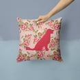 thumbnail image 2 of Labrador Shabby Chic Pink Roses Fabric Decorative Pillow, 2 of 4