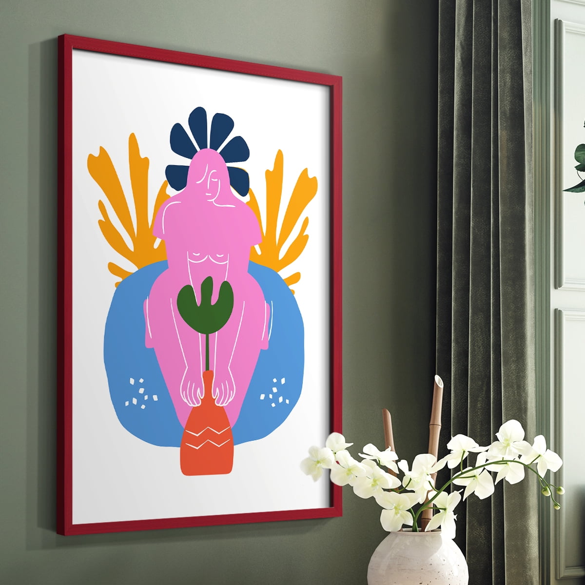 Matisse CDLV in Red Solid Wood Framed Print No Nail Hanging