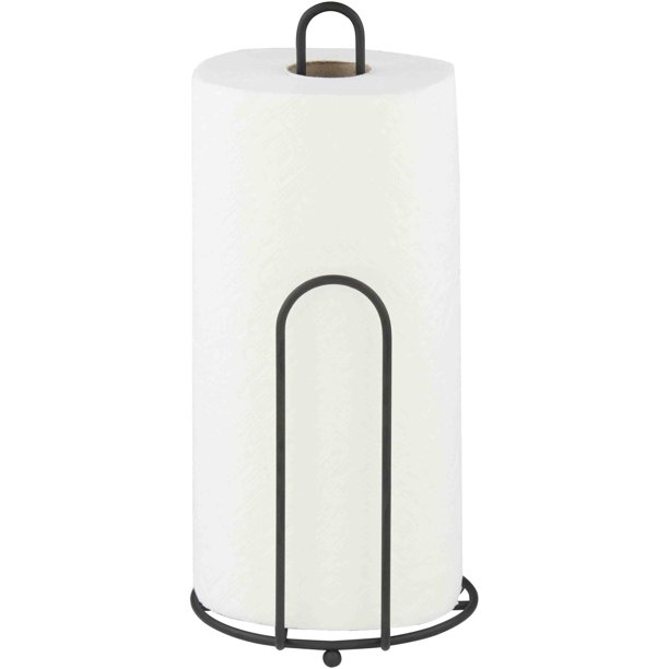 Home Basics Steel Contemporary Paper Towel Holder, Black