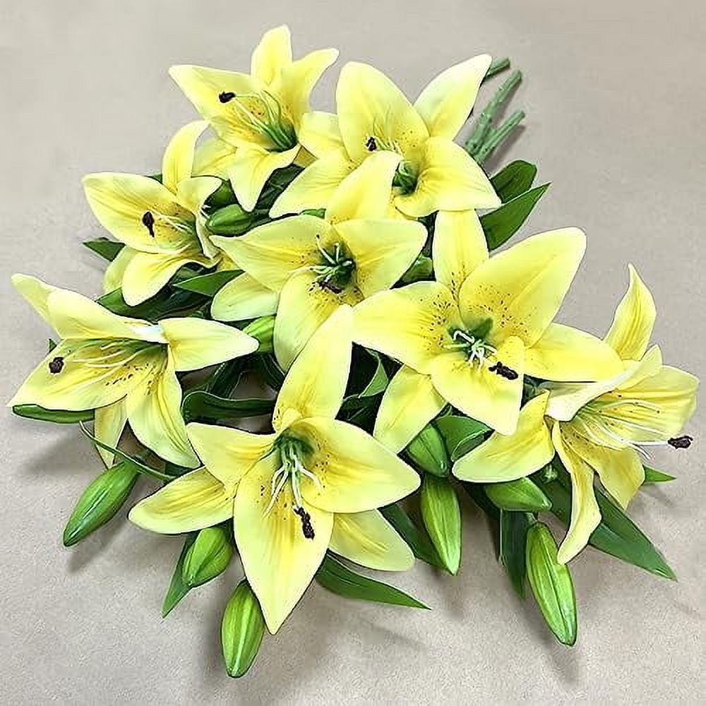 Haobase 8Pcs Artificial Tiger Lily Flowers Real Touch Lilies Flower Bouquet Fake Flowers for Home Wedding Party Office Decor