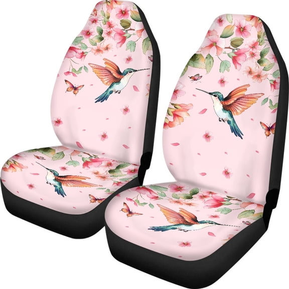 POLERO Hummingbird Bloom Front Seat Cover for Truck, 2 Pcs Thin Vehicle Seat Covers Washable Breathable Car Seat Covers