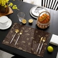 thumbnail image 3 of Brown Floral Placemats Set of 4, Vintage Spring Botanical Flowers Placemats for Dining Table, Place Mats for Kitchen Tabletop, Waterproof Wipeable Dining Table Mats Set, 3 of 9