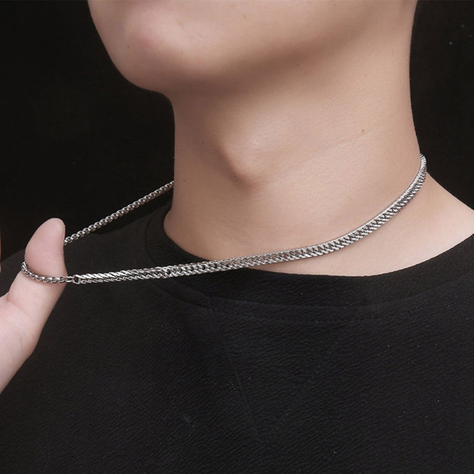 Clavicle Chain Decorative Fashionable Unisex Necklace Easy To Match Silver Ti Steel For Party
