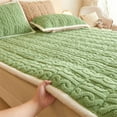 thumbnail image 5 of Solid Color Thick Taffeta Velvet Mattress Pad | Quilted Slip-Resistant Flannel Mattress Topper | Warm Foldable Mattress Pad 59x78 Inches | 1 Piece, 5 of 5