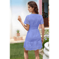 thumbnail image 6 of Women's Elegant V-Neck Lace Dress with Cutout Detail - Breathable Short Sleeve Summer Dress, 6 of 7