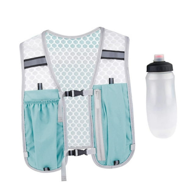 koolsoo Hydration Vest Pack Breathable Running Backpack for Trail Cycling Mountaineering Light Blue