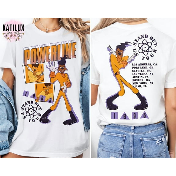 2-sided Disney Powerline 1995 T-Shirt, Stand Out US Tour, A Goofy Movie Tee, Disneyland Family 2025 Shirt
