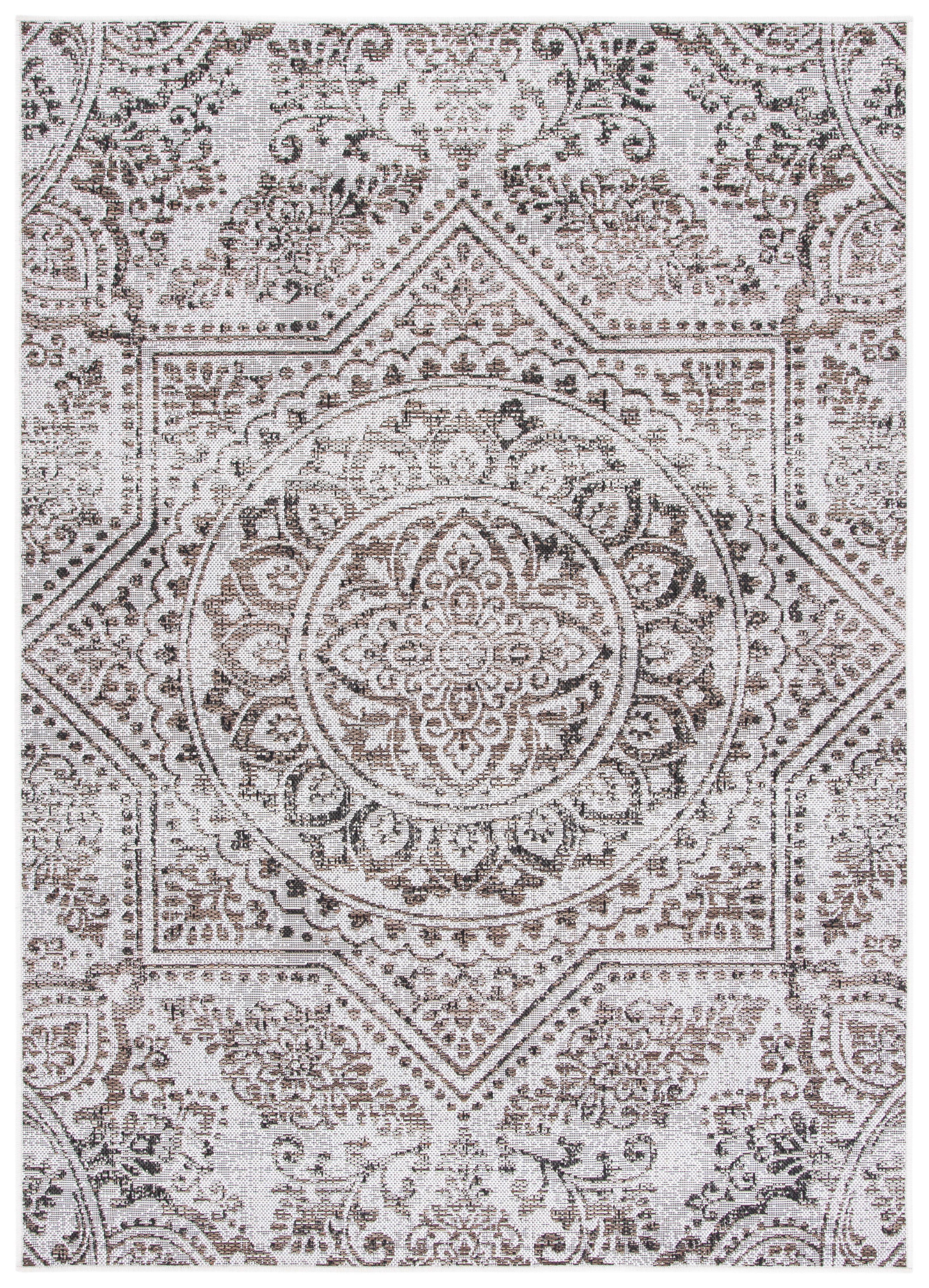 Safavieh Havana Amable Medallion Indoor/Outdoor Area Rug, Light Brown/Black, 4'5" x 6'5"
