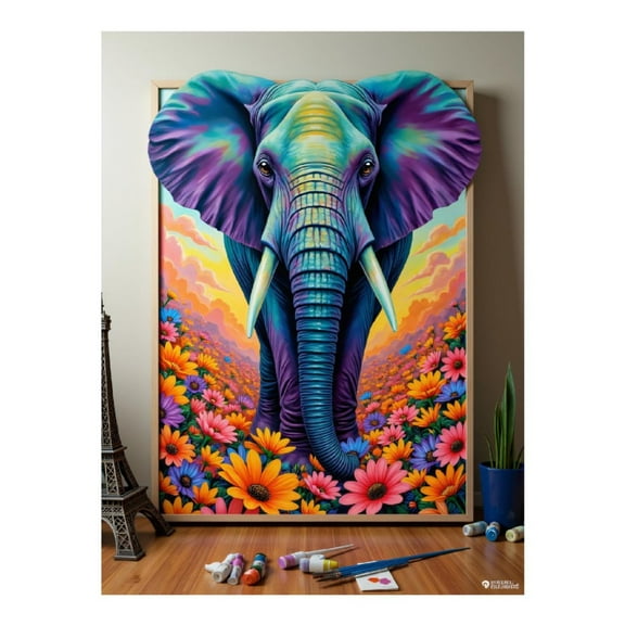 Diamond Art Kits for Adults, Elephant Vibrant Floral Painting 5D Diamond Painting Kits for Adults Beginners, DIY Full Drill Diamond Painting, Gem Art and Crafts 12x16