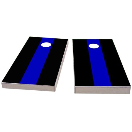 Skip s Garage Simple Blue Line Solid Wood Cornhole Board Set