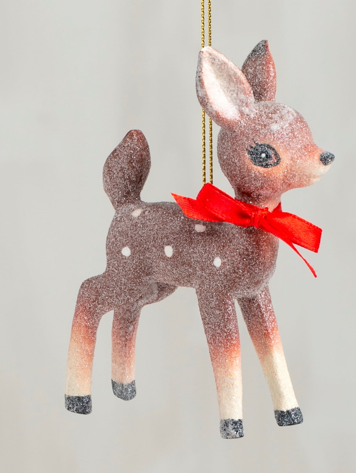 Standing Fawn Deer Retro Inspired Christmas Holiday Ornament